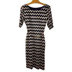 Gold & Purple Connected Apparel Women's 8 PETITE Striped Lace Belted